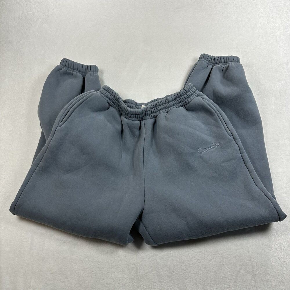 Comfrt Sweatpants Youth XL Pockets Stretch Fits Adult Medium Blue Gray Lounge